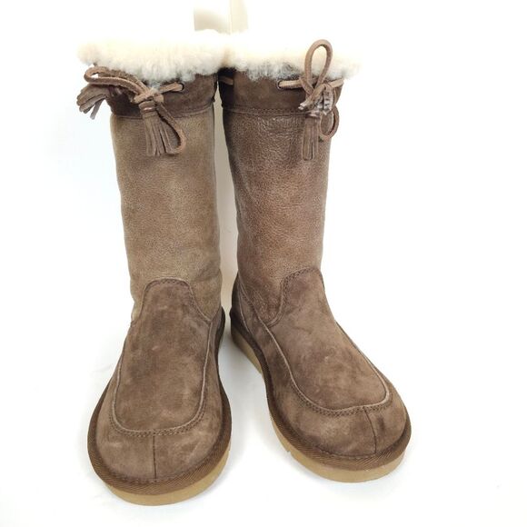 UGG Women’s Suburb Sweater Boots Brown Suede Sheepskin Tassel Mid Calf Size 5 - Picture 10 of 10